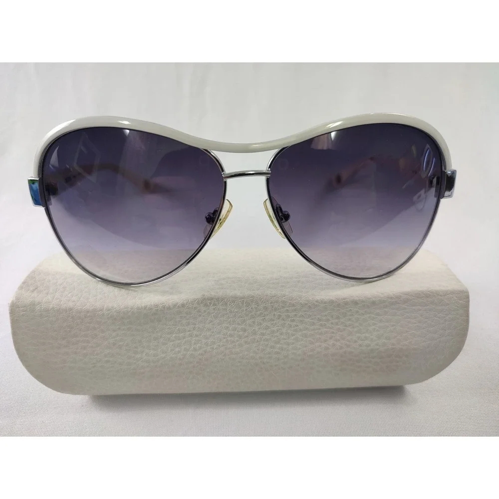 Michael Kors Natalia M2473S Aviator Sunglasses‎ White Silver 64-13-130 Near Mint